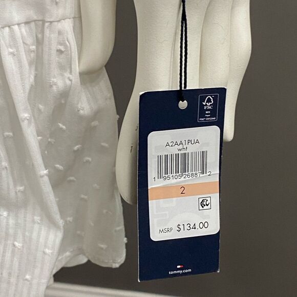 NWT Tommy Hilfiger Chambray white long-sleeve belted shirtdress. Size 2 - Picture 5 of 11